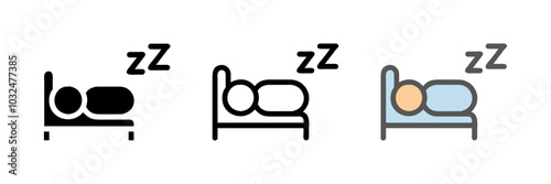 Set of sleep icons for social media, apps, and web design. Simple and clean vector illustrations, ideal for sleep-related projects, wellness apps, and user interface designs. Minimal and modern style