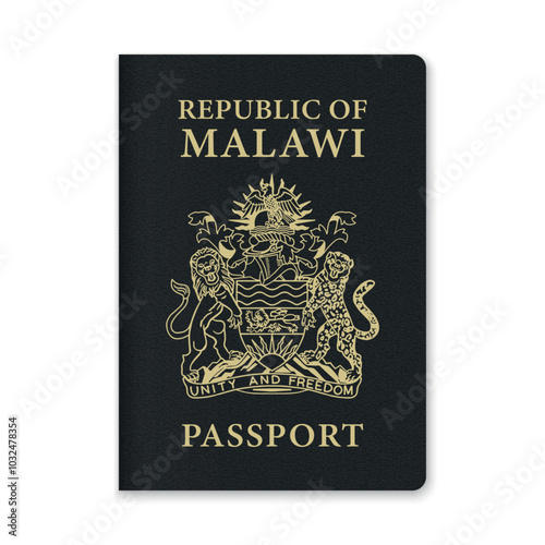 Malawi Passport Cover with Gold Emblem and Text