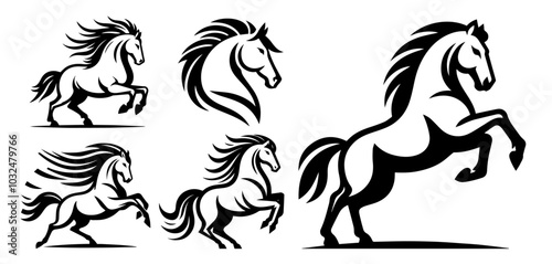 elegant horse logo design in black shape with minimalist style