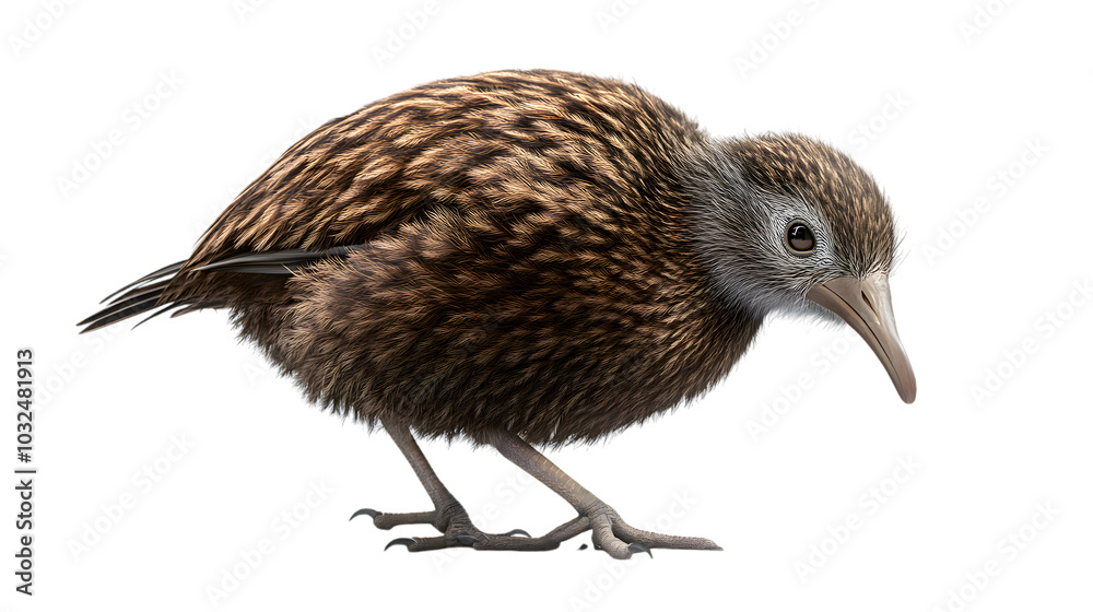 Fototapeta premium Kiwi Bird on Transparent PNG Background, Photo Realistic, Wallpaper, Cover and Screen for Smartphone, PC, Laptop, Transparent PNG