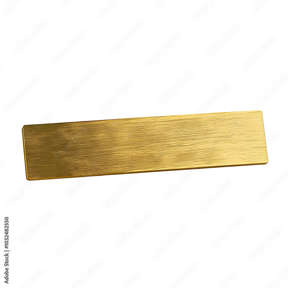 A sleek, horizontally-oriented gold bar with a refined textured surface and a smooth, shiny appearance
