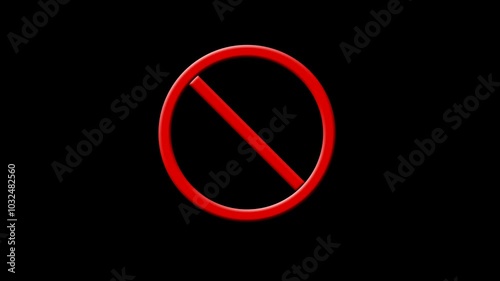 animated prohibition sign icon. animation footage video isolated on alpha channel background(transparent).