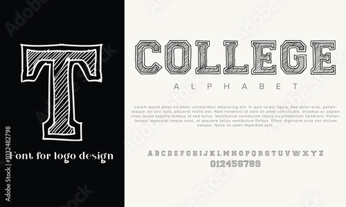 Fine College vector alphabet font for logo design