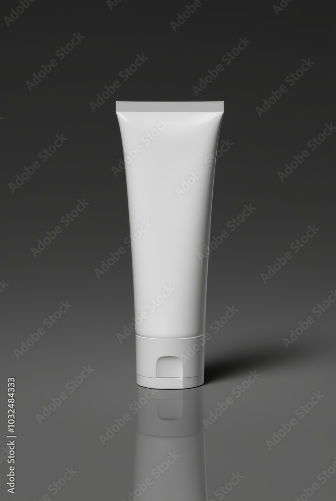 Blank black and white tube mockup, 3d rendering. Clear paint or cream pack design mock up. Clean ointment gel bottle template set, stand front view. Empty paste packaging cover. Plastic package