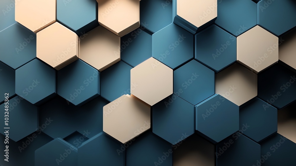 Abstract blue hexagon background with geometric shapes Abstract blue hexagon background with geometric shapes