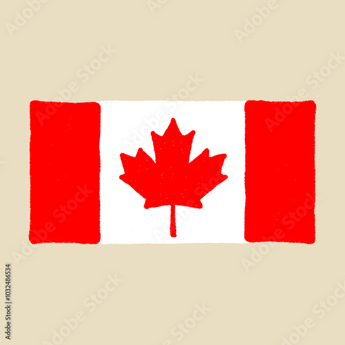 Vector flat style hand drawn illustration of the Canada flag - Canadian symbol isolated