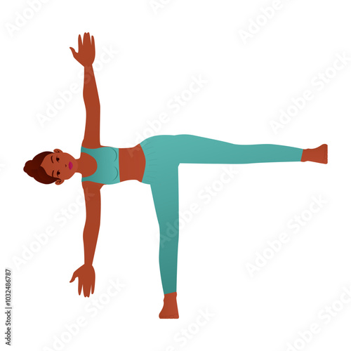 Yogini in Half Moon Pose Ardha Chandrasana Standing Balance Yoga Vector Illustration photo