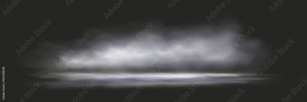 Realistic smoke, vape, fog, smog. Illustration of smoke on a transparent background.