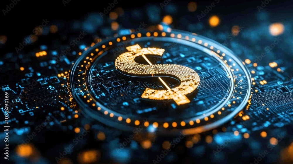 Futuristic 3D Animation of Glowing Interest Rate Symbol Amid Abstract Financial Elements Futuristic 3D Animation of Glowing Interest Rate Symbol Amid Abstract Financial Elements