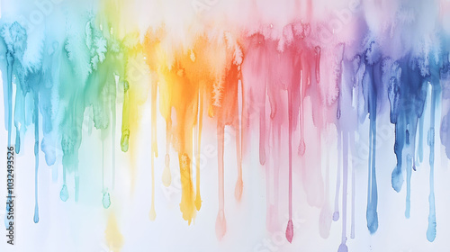 Multicolour Watercolour Wallpaper Design, vibrant hues fill top quarter, clean white space below, ideal for modern decor and backgrounds