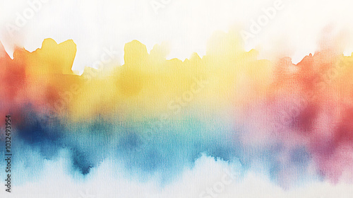 Vibrant Watercolour Gradient with Multicolour Top Quarter and Clean White Base for Elegant Wallpaper Design