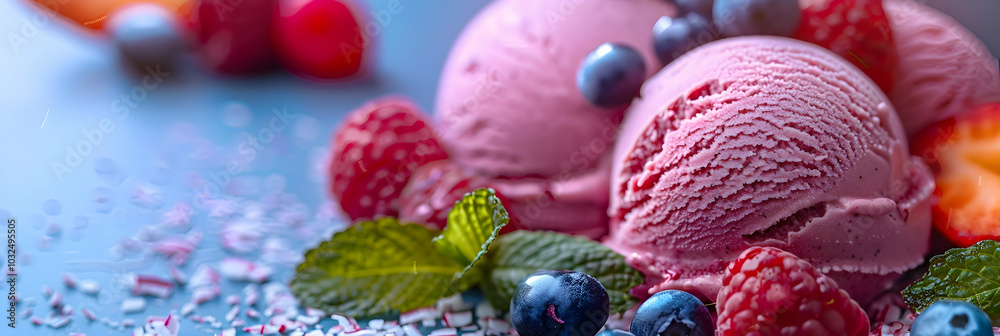 Vegan fruit gelato with coconut milk and fresh fruit Vegan fruit gelato with coconut milk and fresh fruit