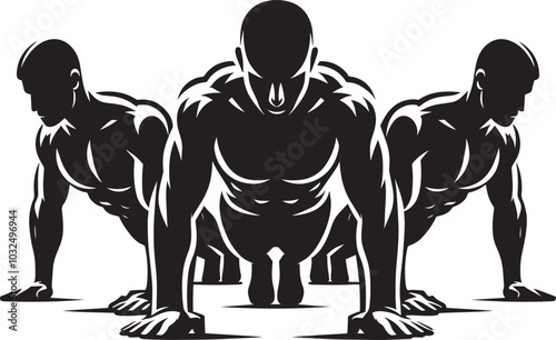 Push-up Gym exercise Silhouette illustration isolated on a white background photo