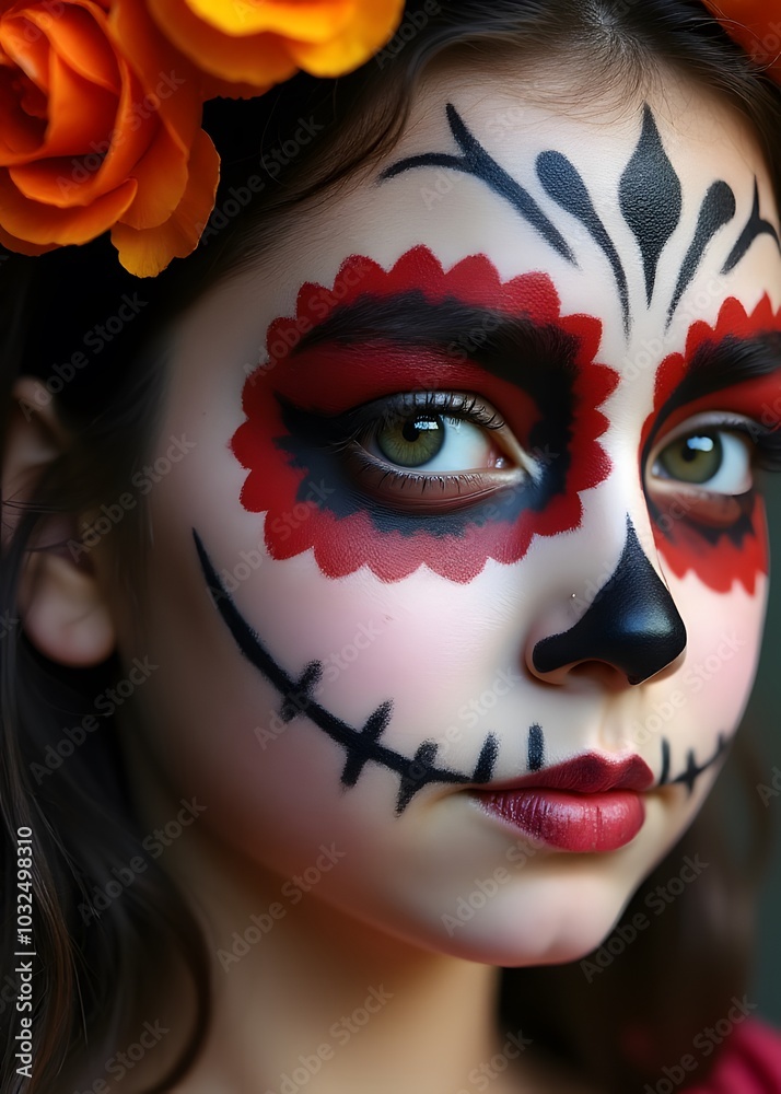 Girls create elaborate faces using makeup for Día de los Muertos with technology and artistic skill. Girls create elaborate faces using makeup for Día de los Muertos with technology and artistic skill.