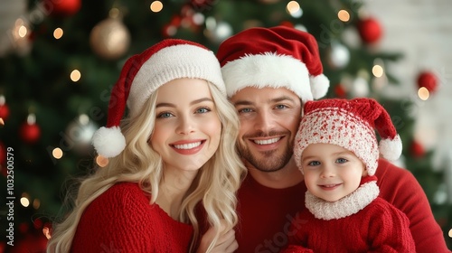 Joyful family celebrating Christmas together