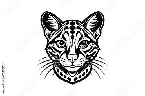 Ocelot Head Silhouette Vector Illustration – Perfect for T-Shirts & Hoodies photo