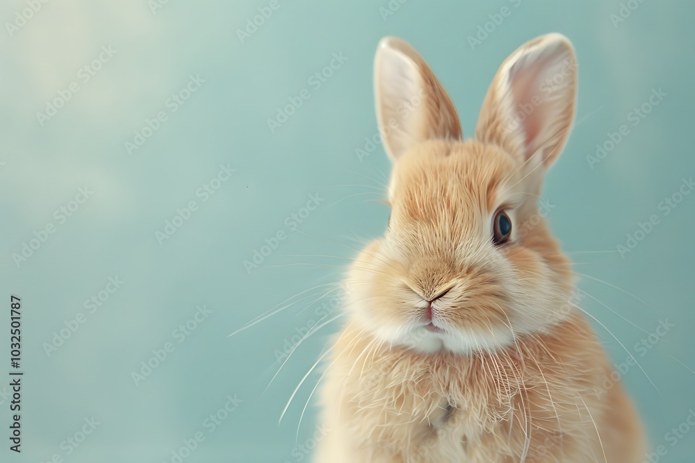 Adorable Close-Up of a Fluffy Bunny Against a Soft Background Adorable Close-Up of a Fluffy Bunny Against a Soft Background