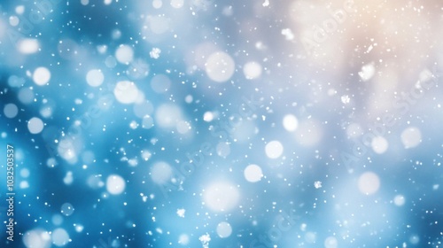 Winter wonderland background, soft snowfall in serene holiday atmosphere.
