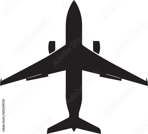 The airplane silhouette vector,  Aeroplane clipart, and Plane icon set are isolated.