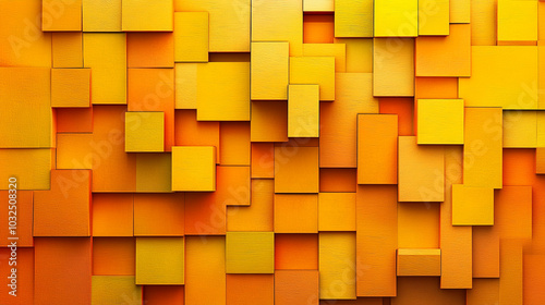 Abstract Geometric Background with Golden and Orange Cubes