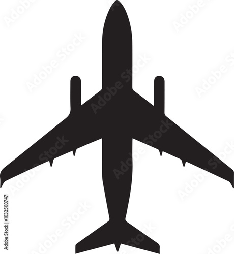 The airplane silhouette vector,  Aeroplane clipart, and Plane icon set are isolated.
