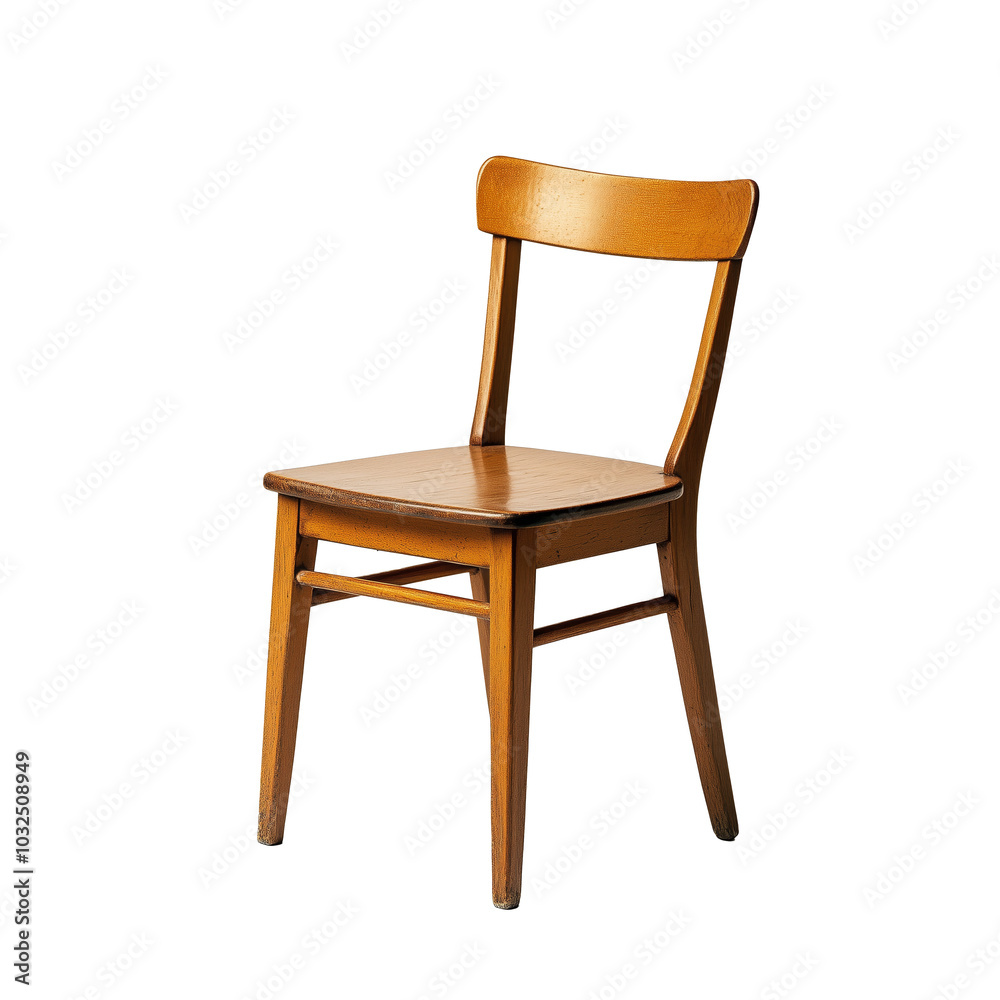Minimalist Wooden Dining Chair with Backrest on Clear Background - Made with Generative AI Minimalist Wooden Dining Chair with Backrest on Clear Background - Made with Generative AI