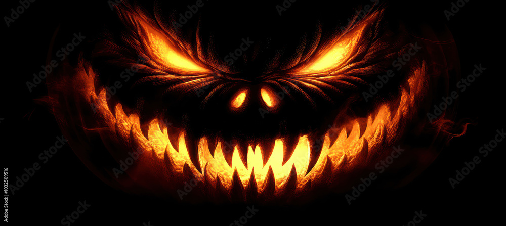 Fototapeta premium Spooky Jack-o'-lantern with Candlelight