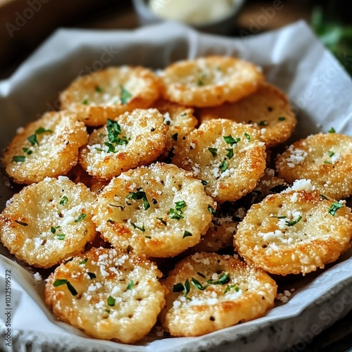 Crispy Parmesan Crackers with Parsley Garnish