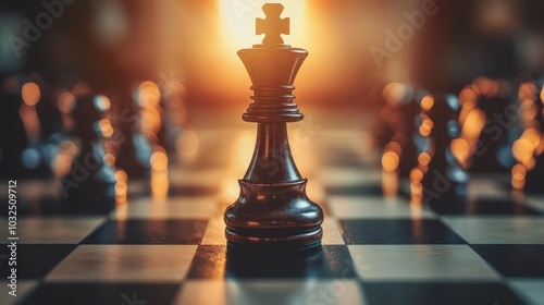 Chess King Piece on Board Strategy Game Business Success Leadership Teamwork Competit