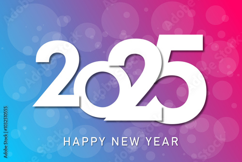 Happy new year - best wishes 2025 with colorful truncated number. Perfect vector for poster, banner, greeting and new year 2025 celebration.