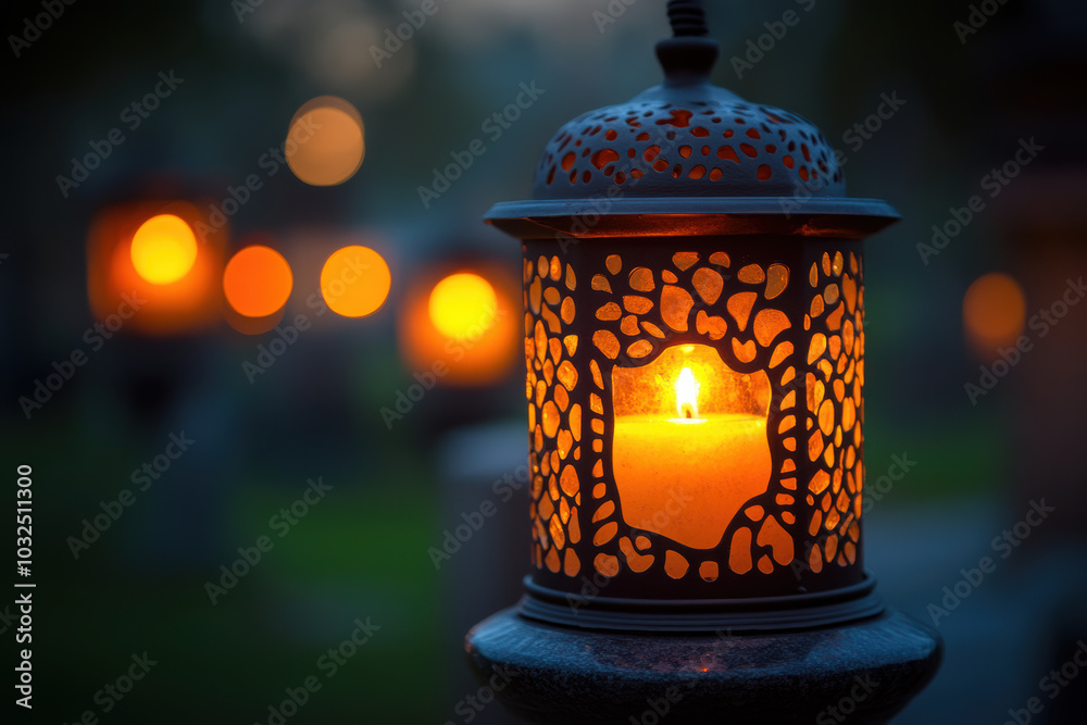 Cemetery Lanterns with Candles in Glass Holders Cemetery Lanterns with Candles in Glass Holders