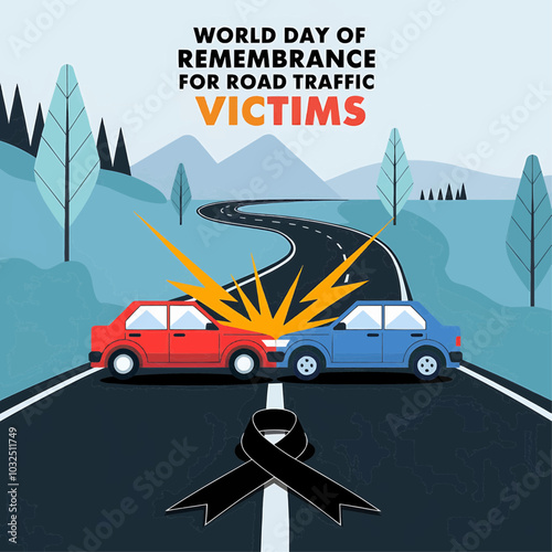 poster, traffic, victim, illustration, month, prevention, safety, november, highway, transportation, crash, death, template, driving, global, sacrifice, sunday, week, belt, care, pedestrian, text, ann