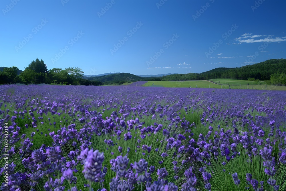 Serene Lavender Fields Under a Clear Blue Sky Serene Lavender Fields Under a Clear Blue Sky