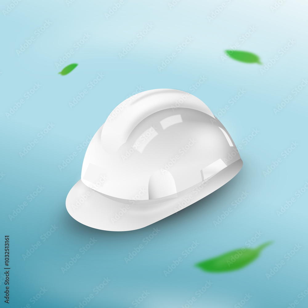 safety white helmet with Green earth day Theme safety white helmet with Green earth day Theme
