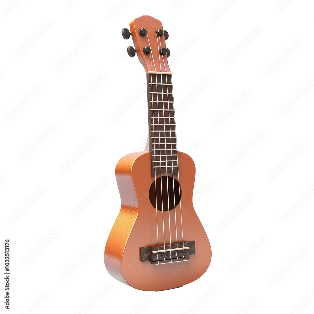 Obraz premium PNG pastel wooden ukulele 3d icon, cartoon style minimal on transparent, isolate on white background