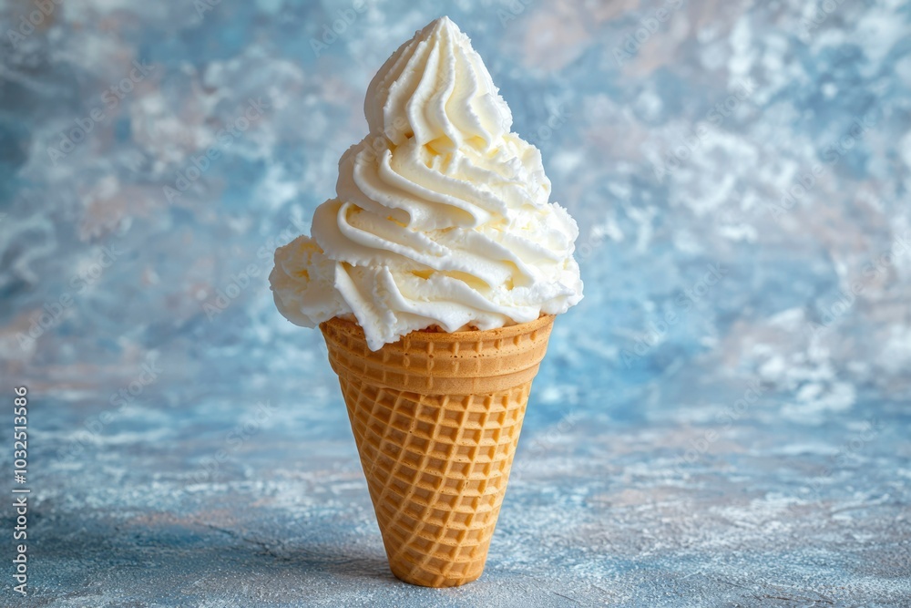 Soft Serve Vanilla Ice Cream in a Waffle Cone Soft Serve Vanilla Ice Cream in a Waffle Cone