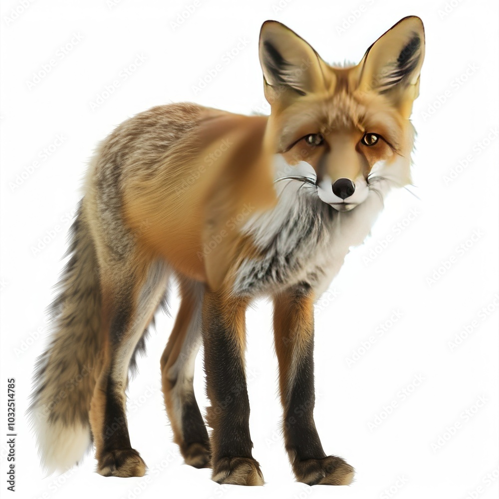 Fototapeta premium Red Fox Standing on White Background