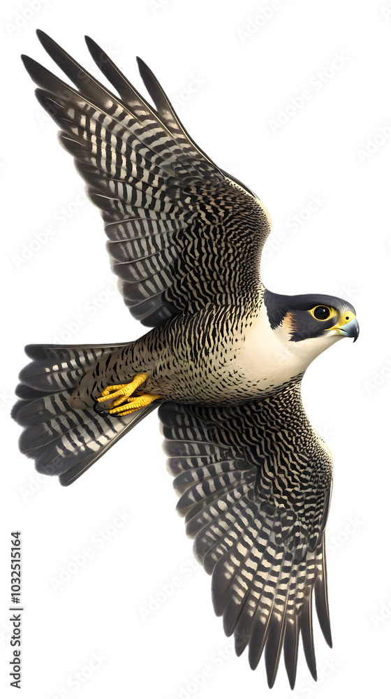 Fototapeta premium Peregrine Falcon Bird, on Transparent PNG Background, Photo Realistic, Wallpaper, Cover and Screen for Smartphone, PC, Laptop, Transparent PNG