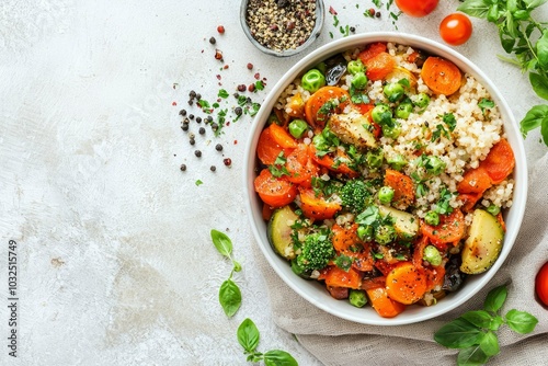 Wallpaper Mural Bowl of Couscous with Roasted Vegetables and Fresh Herbs Torontodigital.ca