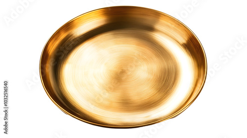 Golden metal plate isolated on white background