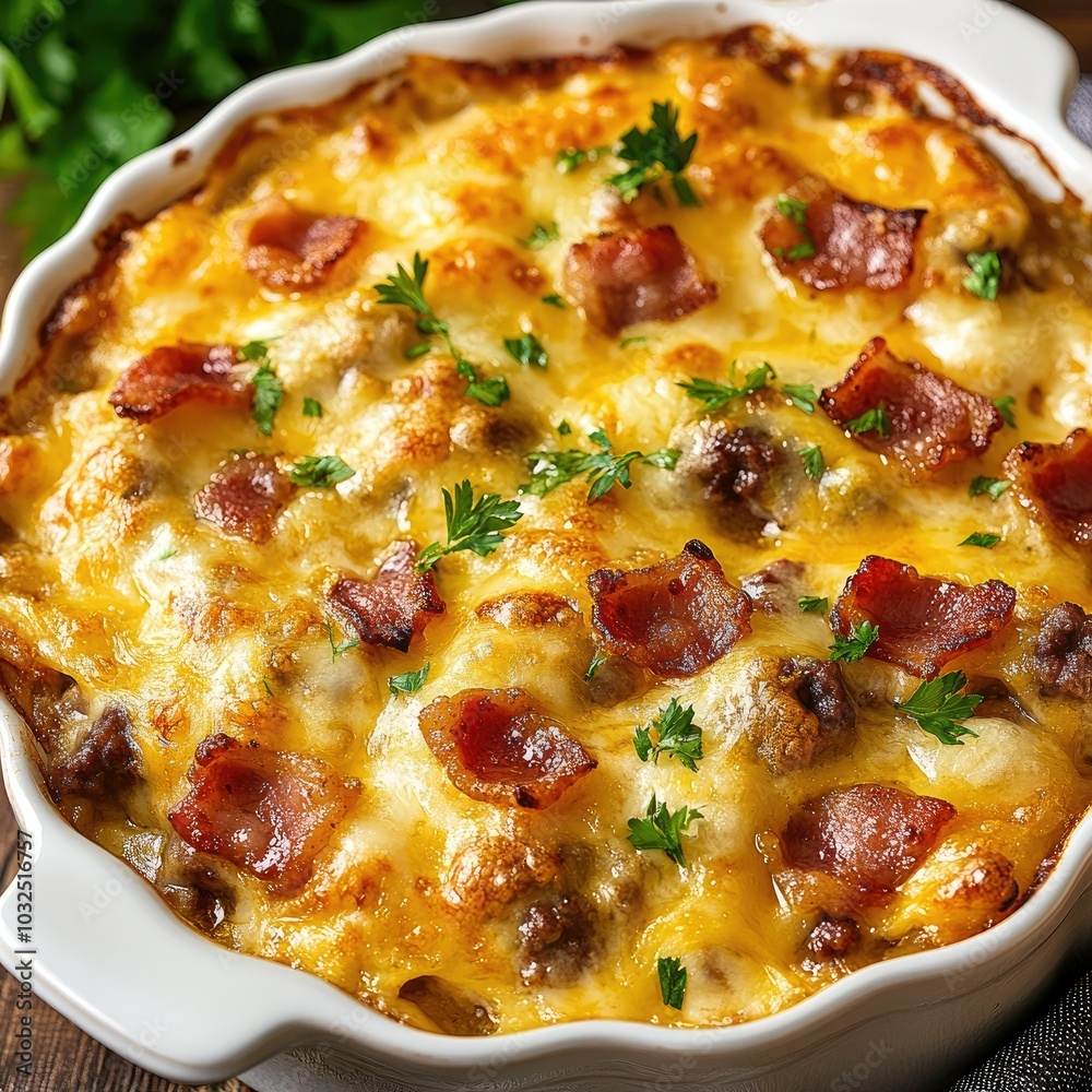 Creamy Cheesy Casserole with Crispy Bacon and Herbs Creamy Cheesy Casserole with Crispy Bacon and Herbs