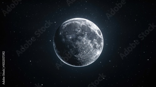 Full Moon in Night Sky with Stars