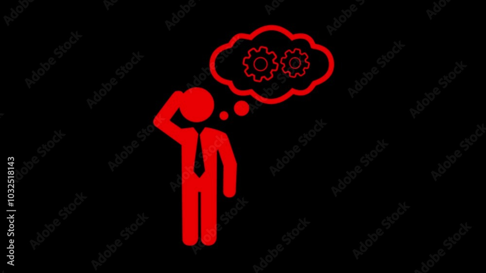 Human head with gear icon settings icon animation. Human head with gear silhouette icon isolated on black background. Human head with gear icon settings icon animation. Human head with gear silhouette icon isolated on black background.