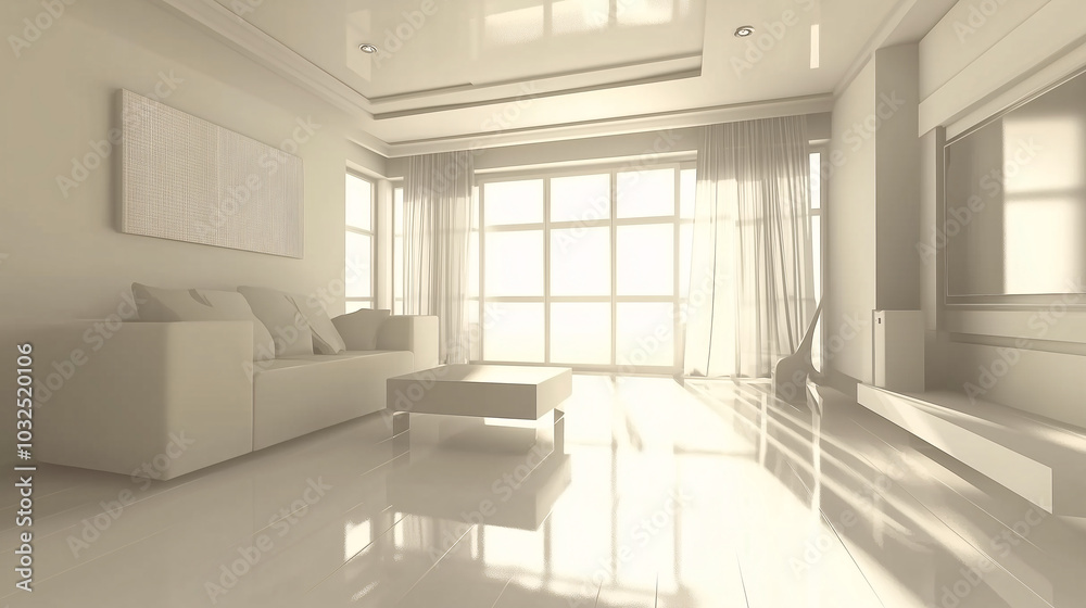 Contemporary living room in neutral tones with clean lines, minimalist furniture, and soft natural light illuminating the space Contemporary living room in neutral tones with clean lines, minimalist furniture, and soft natural light illuminating the space