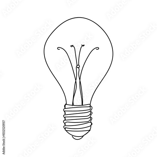 dessin en ligne continue d'une ampoule, line art, vecteur