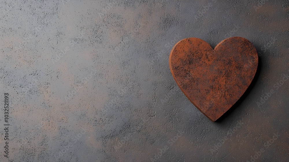 Fototapeta premium Rusty Grunge Heart - Industrial Aesthetic with Dark Moody Metallic Texture for Unique Art and Design Projects