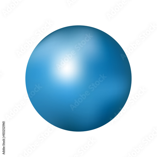 3d metallic light blue ball on transparent background