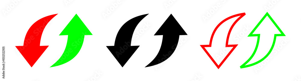 Up and down arrow icon in trendy style. Upward and downward sign symbol Up and down arrow icon in trendy style. Upward and downward sign symbol