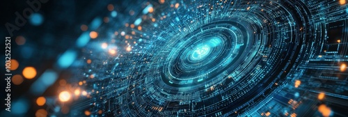 Exploring a futuristic digital tunnel filled with glowing circuits and data p...