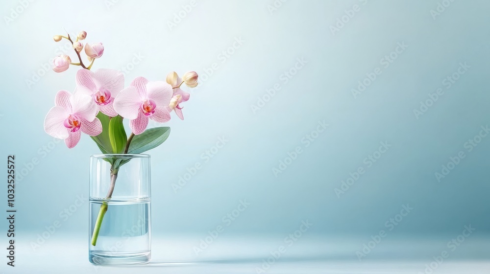 Elegant pink orchids in a clear glass vase Elegant pink orchids in a clear glass vase